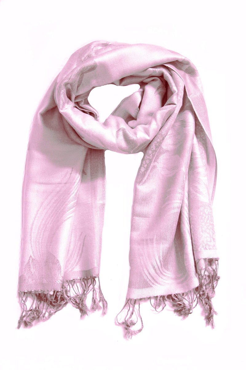Sakkas Two Tone Floral Rose Reversible Pashmina Scarf Shawl Wrap Stole for Women - Baby Pink/Gray - Image 2